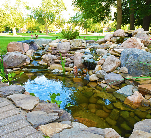 pool waterfall installation