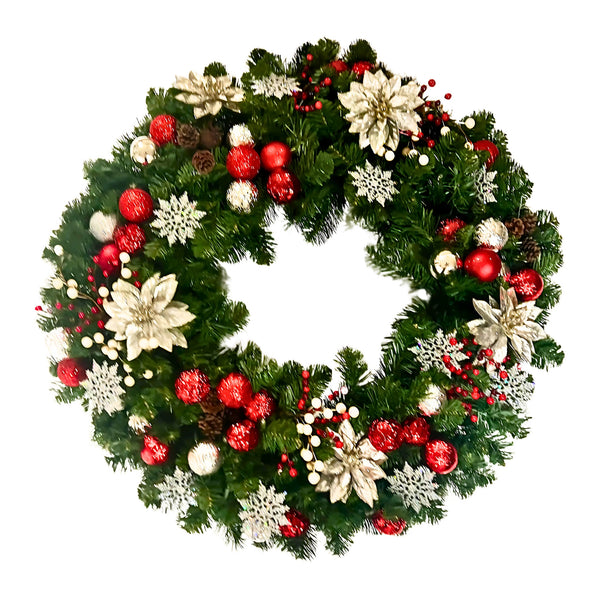 Lit and Decorated Wreath